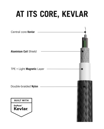 Image of DailyObjects SURGE Kevlar Core USB-C 100W Charging Cable|USB Type-C|Fast Charging,480Mbps Data Transfer,Data Sync|Compatible with Android & iOS Smartphones,Earphones,Tablet /Ipads,Macbook,Black