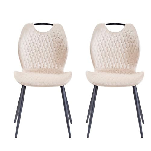 GrandCA HOM Lot de 2 chaises de Salle à Manger, chaises de Cuisine de Style Nordique, revêtement en Velours hollandais, Pieds en métal pour Salle à Manger,...