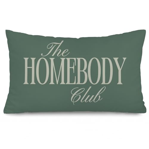 SkyCozy Green Trendy the Homebody Club 12x20 Pillow Cover, Introvert Gifts, Minimalist...