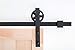 Barn Door Hardware Kit by IBD - Single Rail 8ft Sliding Door, Big Spoke Wheel, Heavy Duty, Quiet Close Rolling Door, Fits Hanging Barnyard Doors 40”-48” Wide