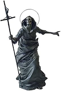 Halloween Black Skeleton Guardian Sculpture Grim Reaper Statue for Haunted House Black Skeleton Guardian Sculpture