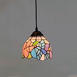 Vintage-Kronleuchter im Tiffany-Stil / Tiffany-Hängeleuchte / Tiffany-Deckenleuchte aus handgefertigtem Glas.