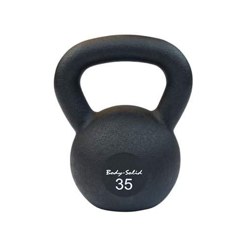 Body-Solid Matte Black Powder Coat Kettlebell Set (KBR35) with Kettle Grip Handle, Perfect Kettlebells for Weight Training and Core Workout Exercise Equipment, 35 lbs.