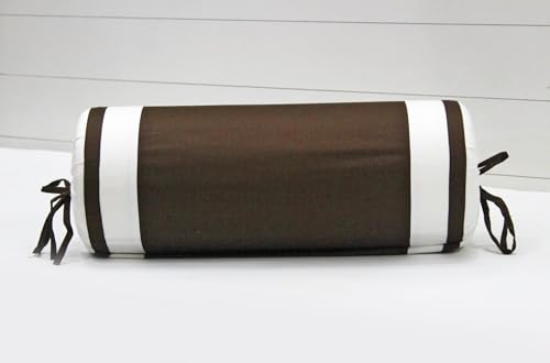 Image of AURAVE Luxurious Cotton Satin 400 TC Bolster Cover with Drawstring Closure, Set of 2, Soft Breathable Durable Machine Washable for Sofa Bed & Home Decor, 15 inchx30 inch, Coffee Brown | Cover Only