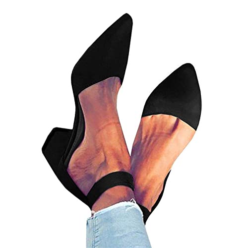 Summer Heeled Sandals for Women Casual Ankle Straps Buckle Pointed Toe Closed Toe Thick Heel High Heels Solid Comfy Ladies Square Heels Shoes Sandalias4
