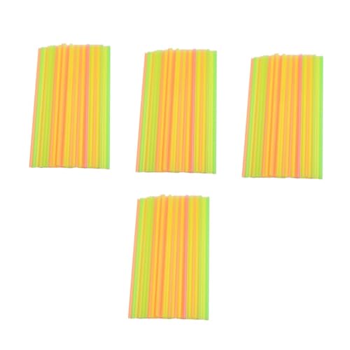Pitillos plásticos desechables neón 300 pcs 25 cm coloridos miniatura 1