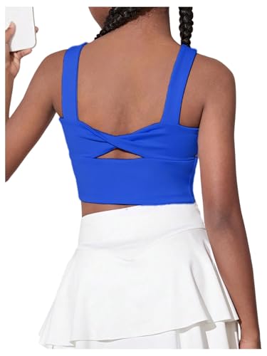 Image of WDIRARA Girl's Twist Back Sports Bras Backless Tank Top Workout Sports Shirts for Gym
