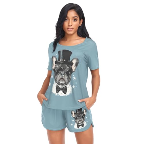 Ensemble pyjama court femme chien et étoile taille S, vêtements de nuit légers et confortables