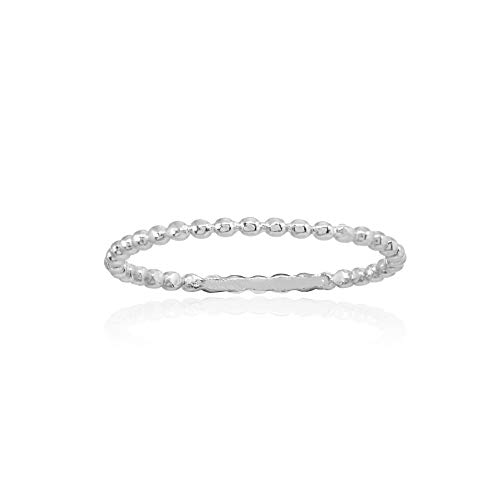Sterling Silver Polished Thin Bead Simple Stackable Band Ring, Size 6