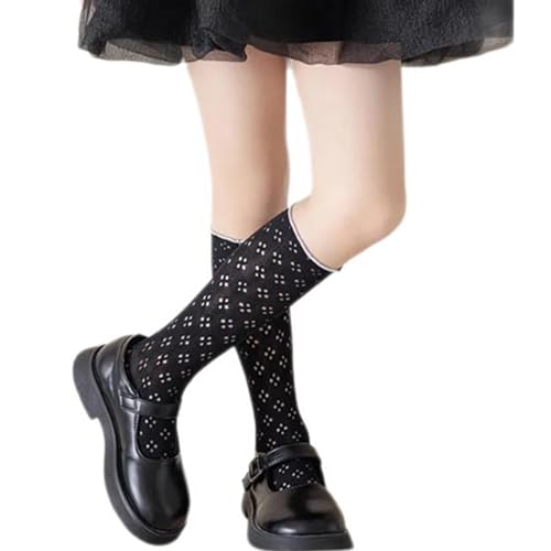 Girl Dancing Socks for Outdoor Spring Antimosquito Kneehigh Socks for Kids Breathable Ruffle Trim Socks for Little Girls, Option: 01/02/03/04/05