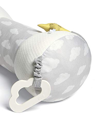 Mamas & Papas Tummy Time Roll, Interactive Soft Baby Pillow with Integrated Rattle, Dream Upon A Cloud