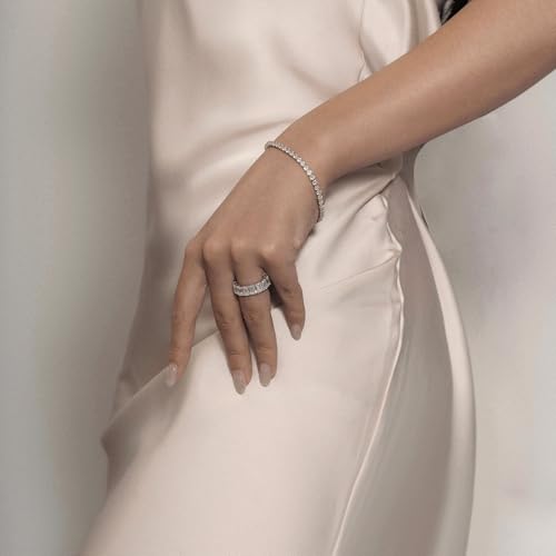 Marilyn Monroe Eternity Ring For Women 14K Yellow Gold, Rose Gold, Platinum Plated 925 Sterling Silver Infinity Band | 10.30 Carats Emerald Cut Cubic Zirconia CZ Diamond Stimulant4