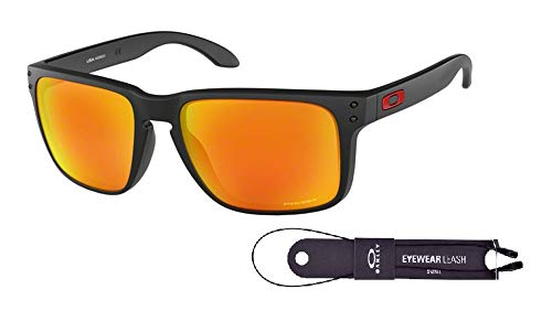 Oakley Holbrook XL OO9417 941704 59M Matte Black/Prizm Ruby Sunglasses For Men+BUNDLE with Oakley Accessory Leash Kit