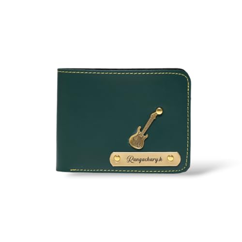 Image of Thebaegift Men's Personalized Wallet I Customized Slim Stylish Leather Purse with Name & Charm I Unique Birthday Anniversary Gift for Men Boy Love Husband Employees Clients (Olive Vegan)