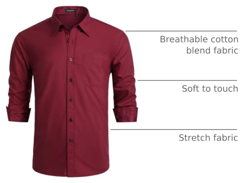 Image of HISDERN Mens Dress Shirts Long Sleeve Button Down Casual Shirts for Men Inner Contrast Formal Business Tuxedo Wedding Shirt