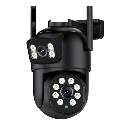 Telecamera Wifi Esterno, Telecamera IP PTZ a doppio obiettivo da 8 MP 4K con doppio schermo 4 MP HD 4X Zoom digitale con tracciamento automatico Telecamera di sorveglianza esterna wireless ,Sicurezza,