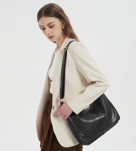 GRPKSSIB PU Leather Shoulder Bags Hobo Crossbody Bag Casual Tote Handbags Women's Crescent Purse with Adjustable Strap2