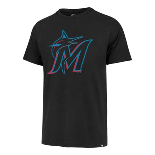 MLB Men's Imprint Match Team Color Primary Logo Word Mark T-Shirt (Miami Marlins Black, Large)