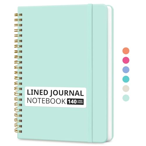 Image of Taja Lined Spiral Journal Notebook for Women & Men, 140 Pages, College Ruled Hardcover Notebook for Work & Note Taking, Journals for Writing, A5(5.7 inch x 7.9 inch) - Sage Green