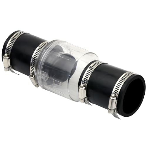 Image of 2 Inch Sump Pump Check Valve Water Pump Accessories, Steel Clamps Fit 7-1 /4 inchGap in, Spring-Loaded Flapper, Full-Flow and Non-Clog Design Installation