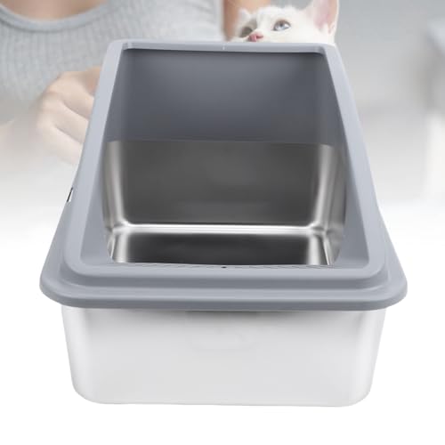 Arenero de acero inoxidable para gatos grande miniatura 5