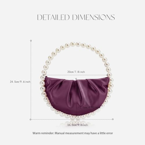 Image of CARIEDO Pearl Soft Face Pleated Handbag Advanced Evening Bag Party Prom Bride Purse Phone Clutch Purse