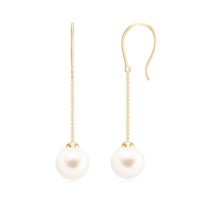 Image of Goldhartz 925 Sterling Silver Akoya Pearl and Moissanite Diamond Drop Earrings, 10MM Pearls, 14K Gold Micron Plated, Best Gift for Weddings, Anniversaries & Birthdays