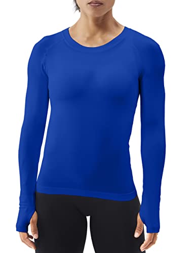 ANNVA U.S.A. Long Sleeve Workout Shirts for Women Swiftly Tech,Athletic Yoga Tops Gym Workout Tops Soft & Stretchy Slim Fit(Lakeblue,M)
