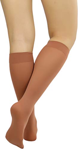 Image of ToBeInStyle Women's Opaque Knee High Nylon Fashion Socks Solid & w /Front Satin Bow