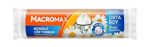 Büzgülü Çöp Torbası Orta Boy (55x60 cm) Papatya Kokulu 15 Adet Süper Ekonomik Paket