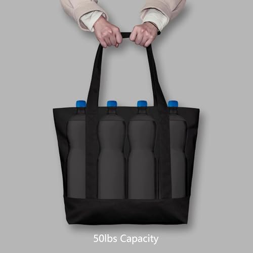 Image of 19x15 Inch Large Canvas Tote Bag | 100% Organic Reusable 330 GSM Cotton Handbag With Zipper Closure and Front Pocket for Shopping, Daily Use, Travel, Grocery, Gifting, Office and Storage