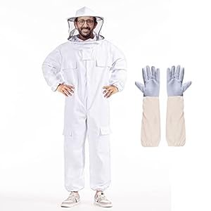Professional Bee Suit for Men Women with Round Veil, Beekeeping Suit with Glove, Beekeeper Suit Bee Outfit