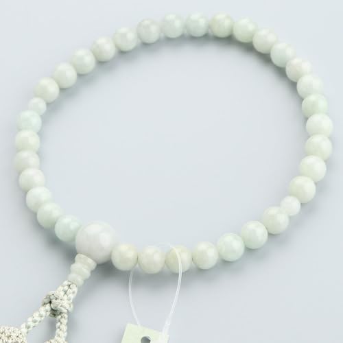 ≪特別価格≫ 数珠 女性用 約8ミリ ビルマ翡翠 正絹2色房【略式数珠 京念珠 京都 天然翡翠 本翡翠 5月の誕生石 ミャンマー産 硬玉 ジェダイト 8mm 宗派共通 マイ数珠 102080001】【数珠袋プレゼント!】