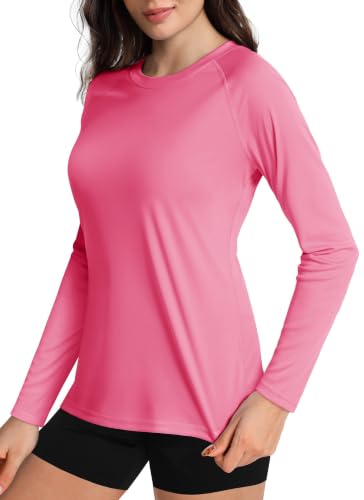Boladeci Womens Rash Guard Red Swim Shirt Sun Protection Long Sleeve Tops