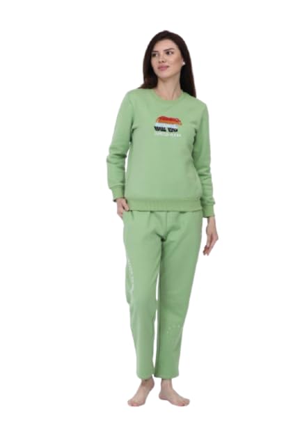 Women’s Green Fleece Sweatshirt – Winter Warm Full Sleeve Pullover, Relaxed Fit, Round Neck Cozy Casual Top-image-42