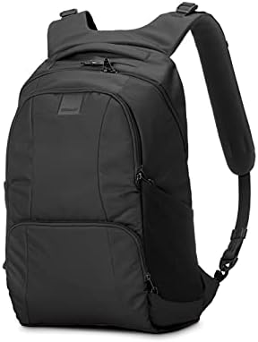 Pacsafe Metrosafe LS450 25 Liter Anti Theft Laptop Backpack - with Padded 15" Laptop Sleeve, Adjustable Shoulder Straps, Patented Security Technology (Black)
