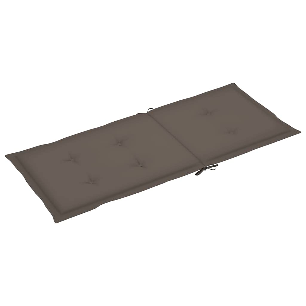 Cuscino per sedia da giardino, 2 pezzi, per sedie a sdraio con schienale alto, design universale, per interni ed esterni, balcone, terrazza, con 2 laccetti, tortora, 120 x 50 x 3 cm