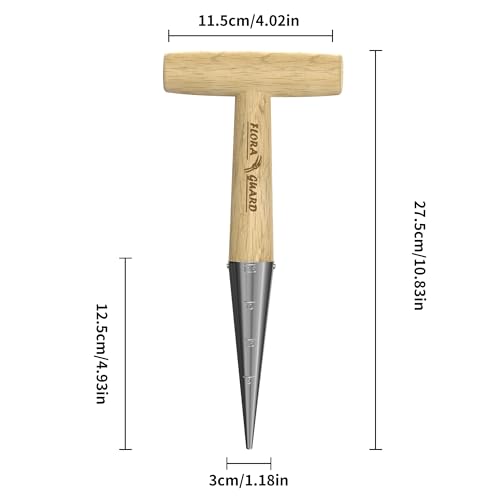 FLORA GUARD Pflanzholz Traditionelle Gartengeräte, Pikierstab für die Hand, leichtes Gewicht, Holzgriff – Bild 3
