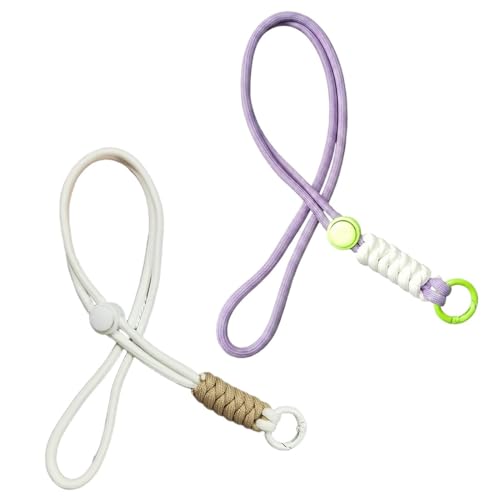 TEOZBLU 2 Pcs Lanyard Llaves,Cuerda Colgante Trenzada, Cuelga Llaves Cuello,Colgador Llaves Cuello,Cinta Cuello Llaves,Colgante Movil,Portatarjetas Colgante,Cordón De Cuello Para Llaves(Morado/Blanco)