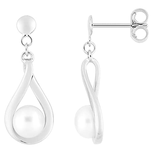 Boucles d'oreilles pendantes perle en or blanc qui ne ternissent pas