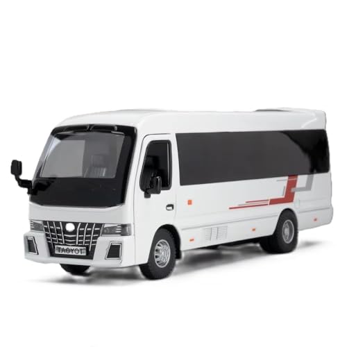 Image of 1.32 Scale Toyo ta Coaster Bus Exclusive Alloy Metal Pull Back Die-cast Model with Sound Light Mini Auto Toy for Kids Metal Model Toy with Sound and Light. (1.32 Scale -White)