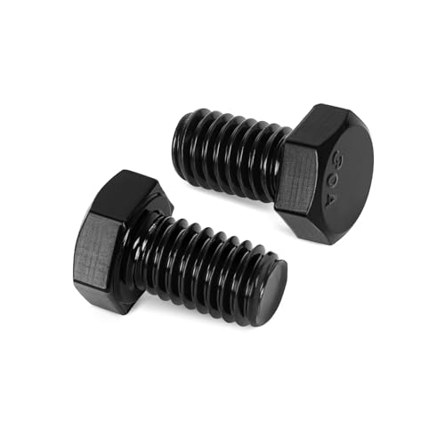 Image of 25 PCS M6 x 10mm Hex Head Screw Bolt, Stainless Hex Bolts, Full Thread, 18-8 Stainless Steel (304), Black Coating
