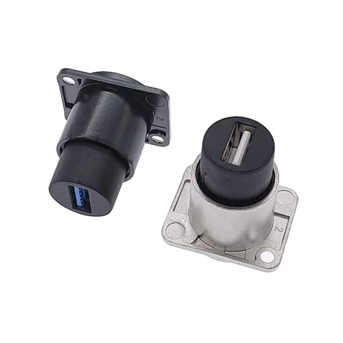 Conector USB 3.0 hembra de metal para panel en color plata coaxial 4