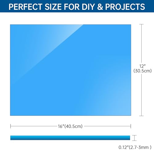 Image of Blue Acrylic Sheet 12 inch x 16 inch x 1 /8 inch, ALCCIFI Cast Plexiglass Sheets for Laser Cutting & Engraving, 2 Pack Translucent Acrylic Board for Cricut, Signs & DIY Projects