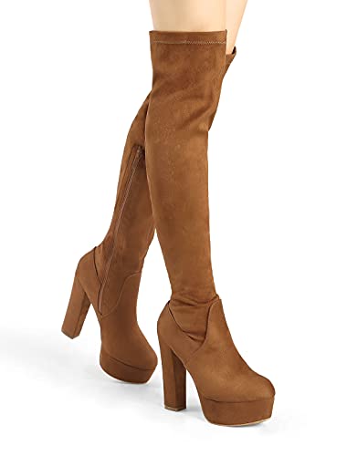 platform suede knee high boots