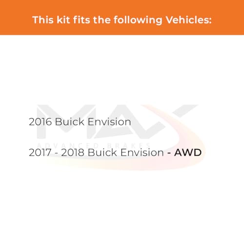 Image of Max Advanced Brakes Rear Brake Kit Compatible With 2016 2017 2018 Buick Envision AWD Replacement Drilled Slotted Black Coated Disc Brake Rotors and Ceramic Brake Pads