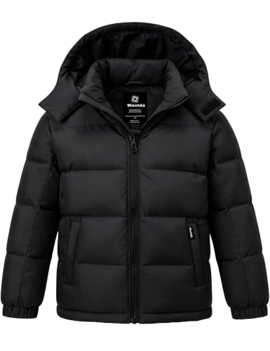 Image of wantdo Boys' Winter Coat Waterproof Puffer Jacket Parka with Removable Hood