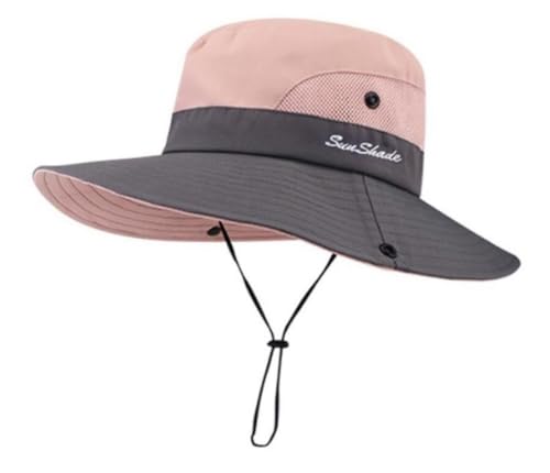 Chapéu de sol com aba larga filtro UV (ROSA NUDE)