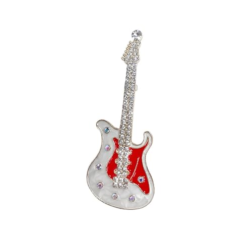 Image of Cute Guitar Rhinestones Brooches Pin Unique Colorful Crystal Enamel Brooch for Party Dance Banquet Women Men Fashion Dainty Lapel Pins Suit Shirt Ceremony Clothes Accessories Decor