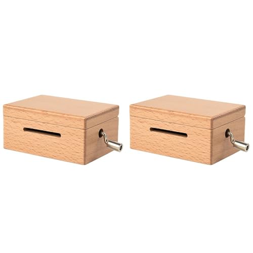 Caja de música de manivela de 15 tonos para relajación en casa y manualidades de madera 2